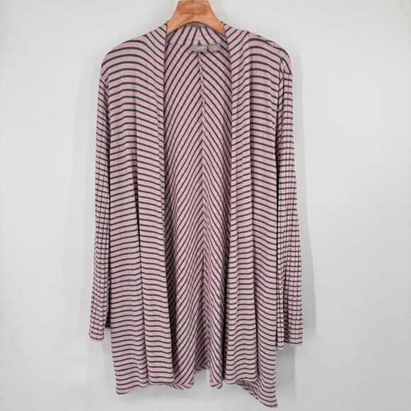 Chicos 3 Zenergy 2 pc Pink Gray Striped  Cardigan knit  top tank Womens Size XL - Picture 5 of 13